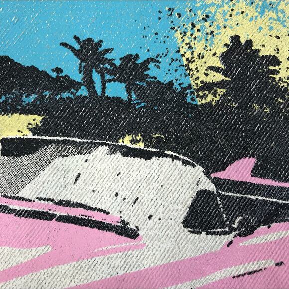 ASHLEY VINTAGE CHARM Trucker Painted Denim Jacket Sz M Acid Wash Cowgirl Biker - Picture 8 of 13